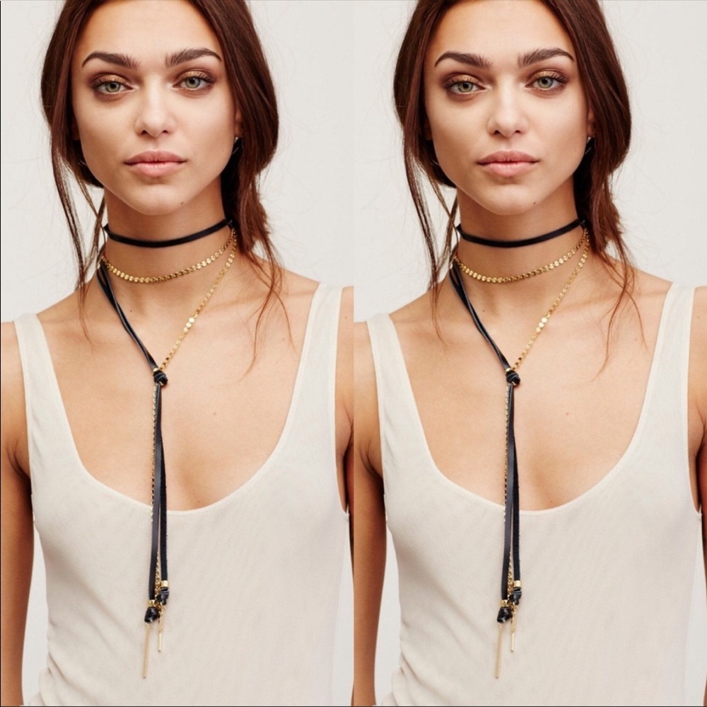 Free People Lucky Star Two Faced Leather Mix Bolo